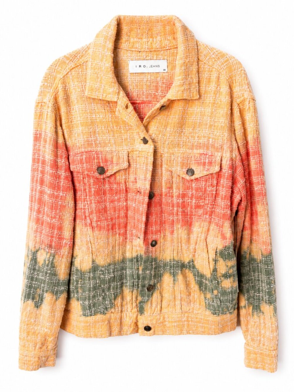 IRO Jeans Plaid Jacket Size 36 | Sunset Ombre Tweed Plaid Button Front Shacket